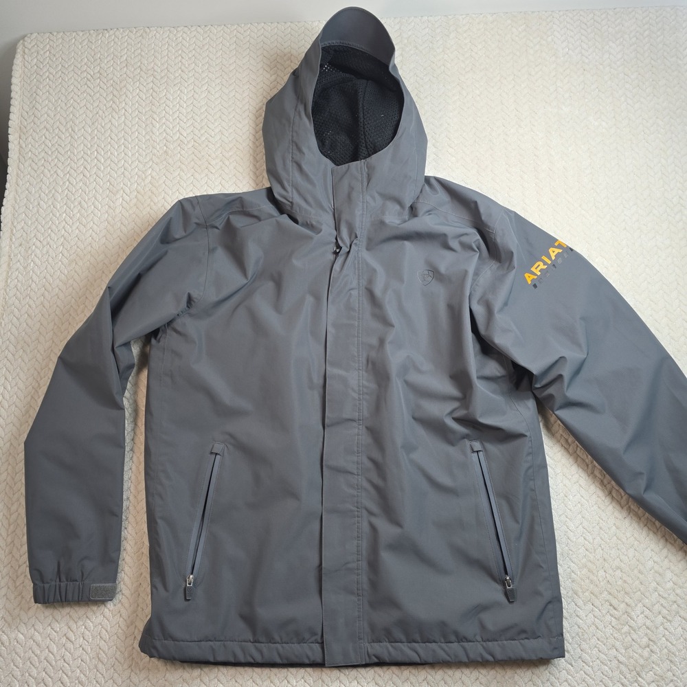 Ariat Rebar Stormshell H2O Jacket Mens Large Grey Waterproof Hooded Work Coat